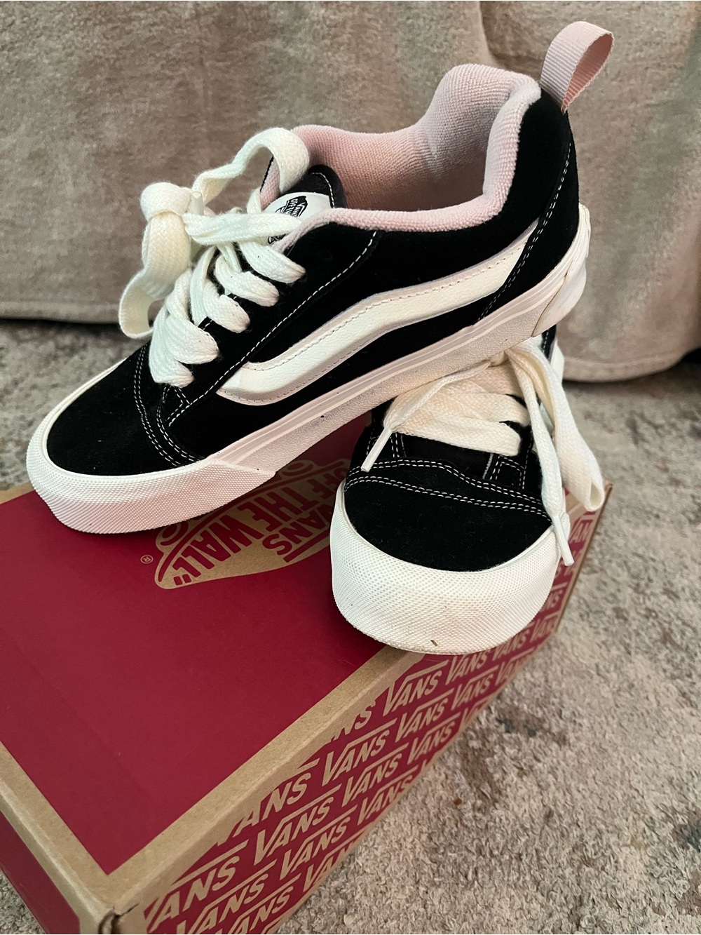 Vans  Black, White & Pink Old Skool Sneakers